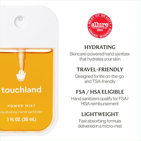 Set 3 1 OZ Touchland Hydrating Hand Sanitizer Spray Tropical Trio (Mango Passion, Beach Coco, Wild Watermelon) x FL