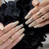 Hypnaughty 24 Pcs Vegas Gold and Nude Luxury Coffin Press On Fake Nails with Glitter Design and Glue, Ombre Glitter