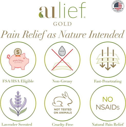 Gold Natural Pain Relief Cream - Herbal Cream for Muscle & Joint Pain Relief - Chemical-Free Organic Topical Ointment,