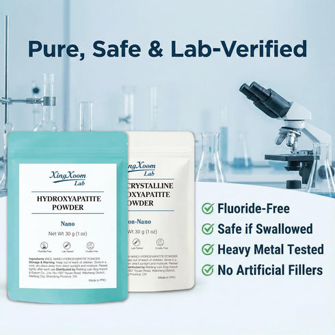 XingXoom 100% (30g) Lab Microcrystalline Hydroxyapatite Powder (Non-Nano) Natural Tooth Powder for Gentle Enamel Care