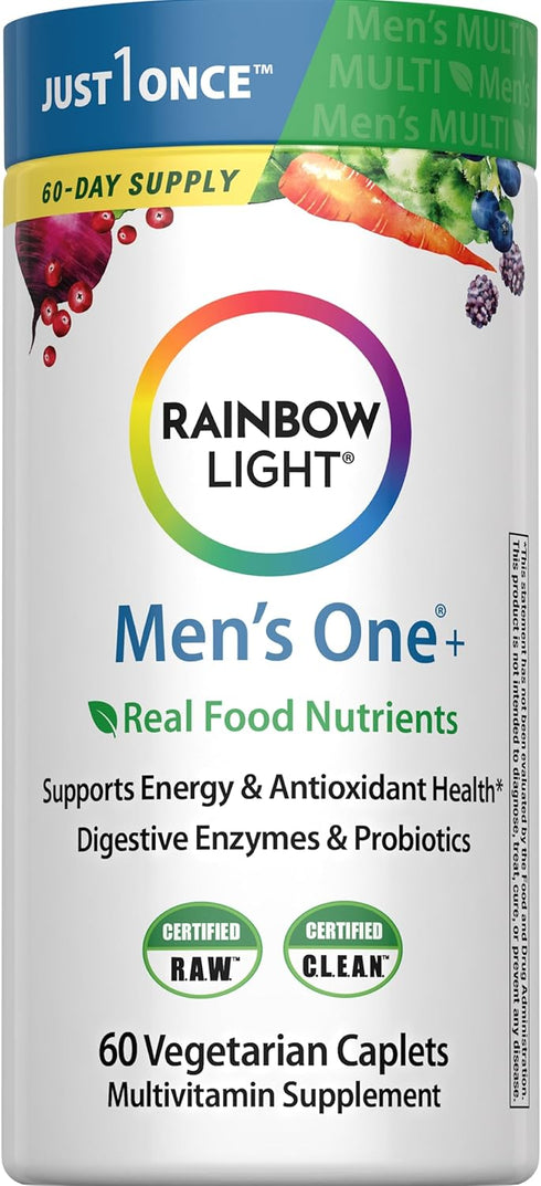 Rainbow Light Mens One Multivitamin, Daily High-Potency Immune Support, Vegetarian, 60 Count