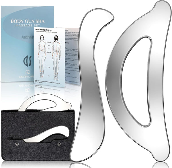 Rena Chris Muscle Scraper Tool Set - Stainless Steel Gua Sha for