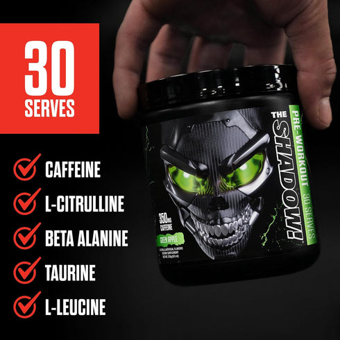 JNX SPORTS The Shadow! 350mg Caffeine Hard Core Preworkout, Electric Energy, Mental Focus, Fruit Punch, 30 Servings