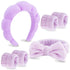 VELSCRUN 6 Pack Spa Headband, Makeup Headband, Purple Sponge Hair Band for Washing Face and Gifts