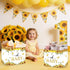Woosytoo 12" Extra Large Sunflower Baby Gift Bags, Yellow Sunflower Square Gift Bag with Wrapping Paper Jumbo Gifts Bag