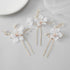 SWEETV 3Pcs Bridal Hair Pins, White Flower Hair Pieces Wedding Side Combs Accessories for Bridesmaids