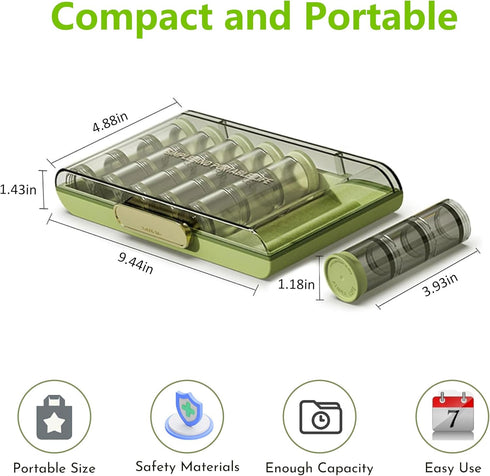 Meifannao 3 7 7 Times a Day Pill Organizer Day, Large Weekly Pill Organizer, Weekly Pill Box with Separate Containers