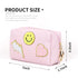 Preppy Patch Makeup Bag,Smile Lightning PU Leather Waterproof Makeup Bag for Girls,Daily Use Preppy Girls Stuff Makeup Bag,Travel Organizer Cosmetic Bag for Women Girls Gift Pink