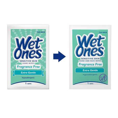 Wrapped,24ct (6 pack) Wet Ones Hand and Face Wipes Singles, Unscented Wipes for Sensitive Skin, Individual Wipes, Hand