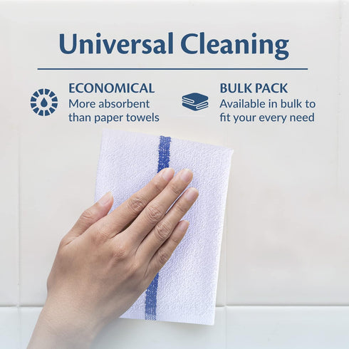 Universal Cleaning Towels, 24 Pack, 16” X 19” 100% Cotton Terry Weave Cloths for Home or Restaurant Use