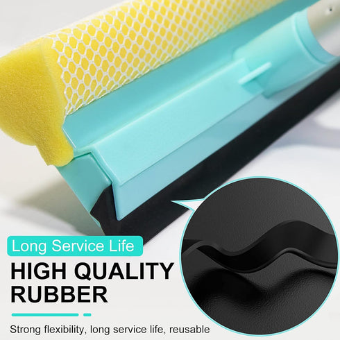 51" Squeegee for Window Cleaning - 2 in 1 Window Cleaning Squeegee Kit with Dual Side Rubber & Sponge