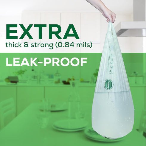 8 Gallon Compostable Kitchen Food Waste Bags, 30 Count Leak-proof Bags for Tall Kitchen Bin, BPI Certified