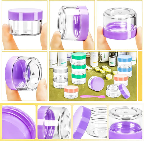 MotBach 40 PCS 15g Empty Plastic Containers, Small Makeup Sample Jars with Colored Lids for Travel Cosmetic