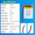 502535 3.7V Lipo Battery, 450mAh Rechargeable Lithium Polymer Pack with JST PH2.0mm Connector