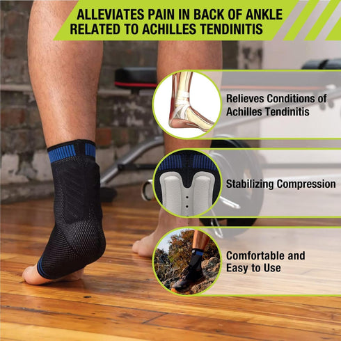 Pro-Tec Athletics Achilles Sleeve with Dual Gel Compression Strips, Achilles Tendon Support for Tendinitis Relief