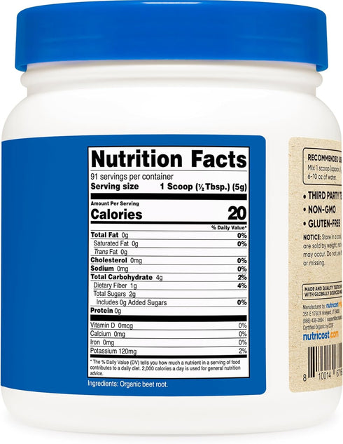 Nutricost Organic Beet Root Powder, 1 LB, Vegan, Certified USDA Organic