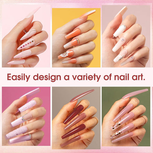 ROSALIND Poly Nail Gel Kit - 20 Colors + 76 Nail Art Accessories | Clear Nude Poly Nails Gel Kit Starter with Mini UV