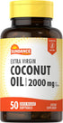 Sundance Extra Virgin Coconut Oil Softgels, 2000mg, 50 Count, Non-GMO & Gluten Free Dietary Supplement
