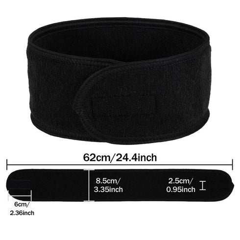 Whaline Terry Cloth Spa Facial Headband Wrap, 4 Counts Stretch Towel for Bath, Makeup, and Sport (Black)