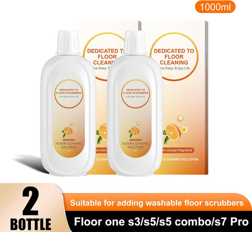 Orange Flavor Floor Cleaning Solution, Compatible with Tineco, Deep Cleans Multiple Hard Floors, 2 Bottles