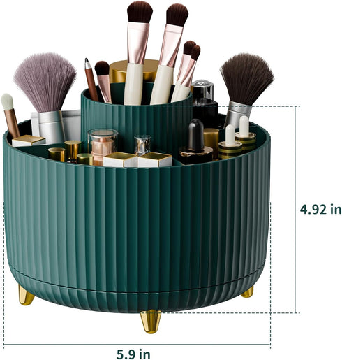 360 Rotate Makeup Brush Holder Organizer, Green Makeup Storage for Vanity, Desktop, Bathroom Countertop Organization
