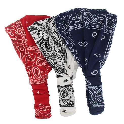 Paisley Bandana Headband for Women, Adjustable Turban Hairband, Pack of 6, Elastic Yoga Headband