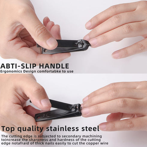 Manicure Set 8 in 1 Nail Clipper Set | RedFlow Nail Clippers, Travel Kit with Fingernail & Toenail Tools (Black)