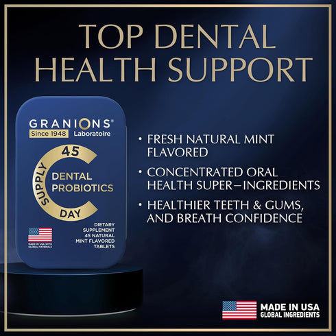 Oral Probiotic Mints for Best Breath Freshener with Lactobacillus Salivarius, 3 Billion CFU, 45 Tablets for Oral Health