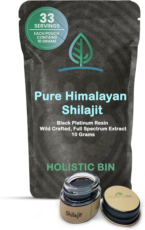 Holistic Bin Shilajit Resin - Himalayan Fulvic & Trace Black Platinum Extract, 10g with Serving Spoon