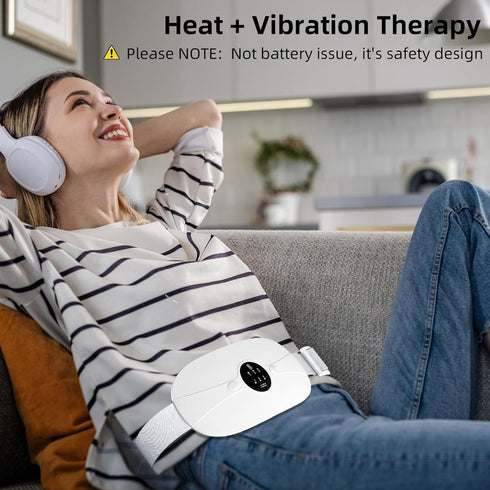 Portable Electric Heating Pad, 3-Speed Adjustment Waist Belt for Back Pain Relief, Fast Heating Belly Wrap (White)
