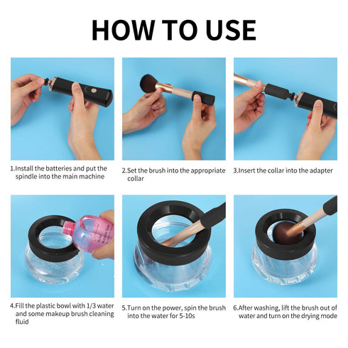 Senbowe Upgraded Makeup Brush Cleaner and Dryer Machine, Electric Brush Cleaner with 8 Size Rubber Collars