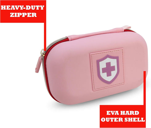 CASEMATIX Pink Insulated Travel Bag Case for Asthma Inhaler, Compatible with Chamber Inhaler Spacer, Masks, and More -