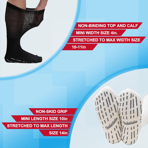 Women-4 13-15 Bulinlulu Extra Width Diabetic Socks Men Pairs Wide Edema Sock for Swollen Feet,Non Slip Cast Bariatric