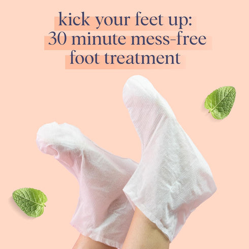 SpaLife 8-Pack Softening Care Foot Sockies - Spearmint & Tea Tree Oil Exfoliating Moisturizing Treatment