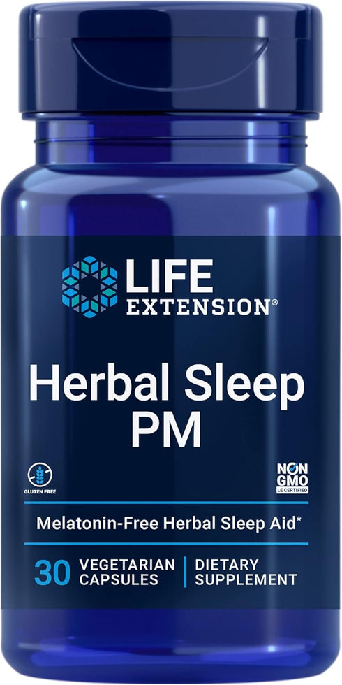 Life Extension Herbal Sleep PM, Promotes Healthy Sleep, Non-GMO, 30 Capsules
