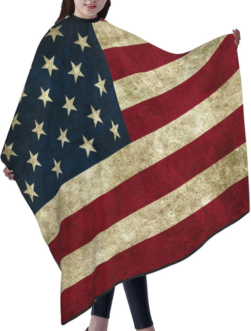 Vintage American Flag Hair Cutting Barber Cape - Hair Salon and Dyeing Styling Cloth for Women/Men