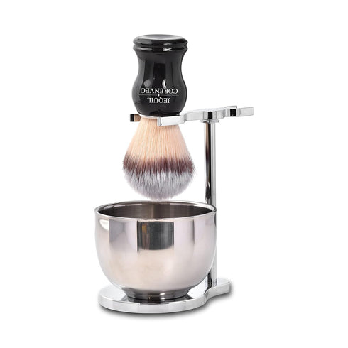 Shaving Set for Men, 3 in 1 Grooming Set with Shaving Brush, Bowl, Razor & Brush Stand