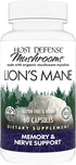 Host Defense Mushrooms Lion's Mane - Brain Health Support Supplement for Focus & Memory Function - 60 Capsules