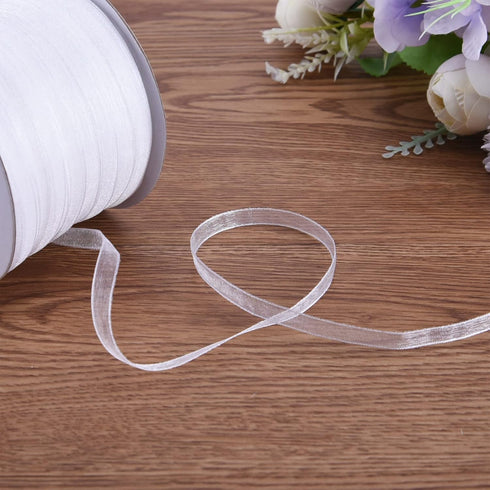 250 Yards 1/4 Inch Narrow Sheer Organza Chiffon Ribbon for Crafts Making, Gift Wrapping (White) by Hapeper