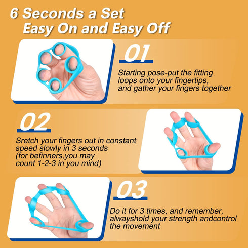 Hand Grip Strengthener, Finger Exerciser, Grip Strength Trainer (6 PCS) for Forearm Workout and Wrist Pain Relief