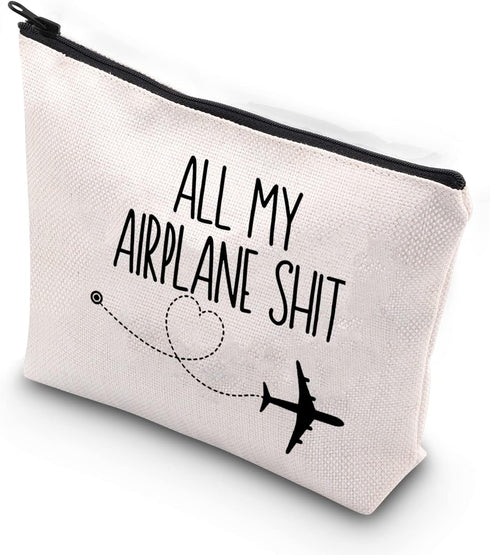 All My Airplane Sh*t Accessory Pouch, Traveler Makeup Bag Charger Pouch for Flight Attendant