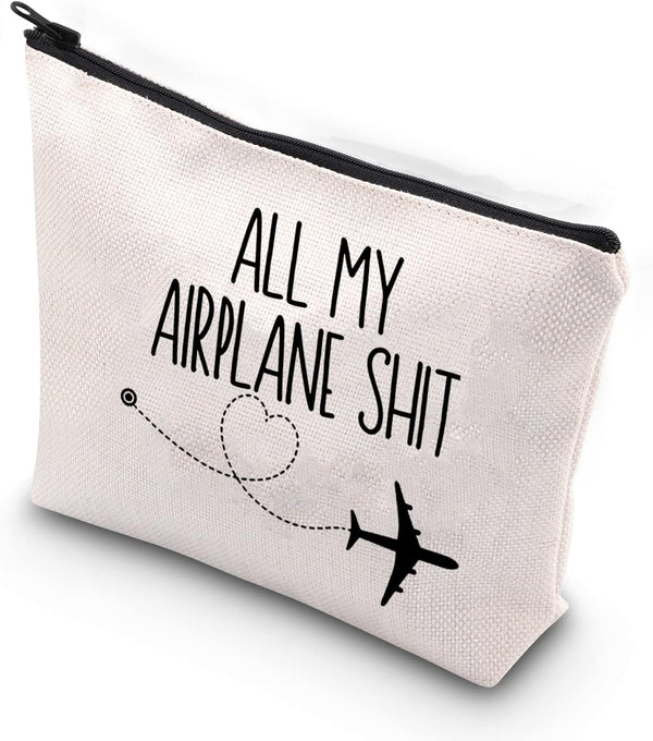 All My Airplane Sh*t Accessory Pouch, Traveler Makeup Bag Charger Pouch for Flight Attendant