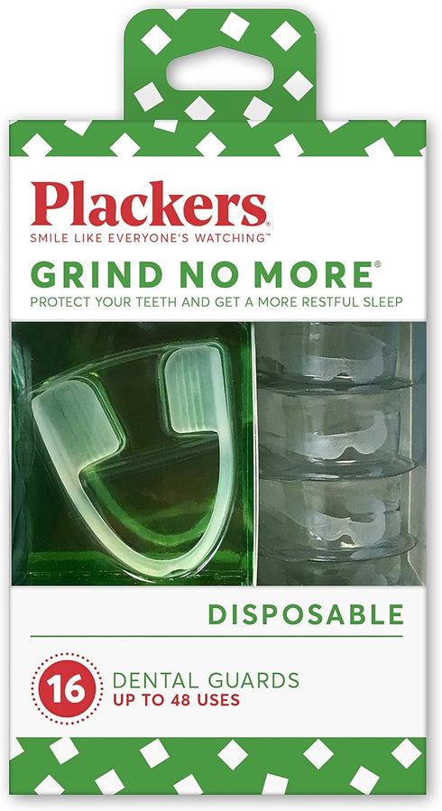 Plackers Grind No More Night Guard - Nighttime Teeth Protection, BPA Free, Disposable, One Size Fits All, 16 Count