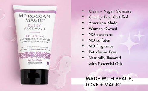 Moroccan Magic Sleep Face Wash | Clean Beauty | Sweet Lavender | Vegan and Cruelty-Free
