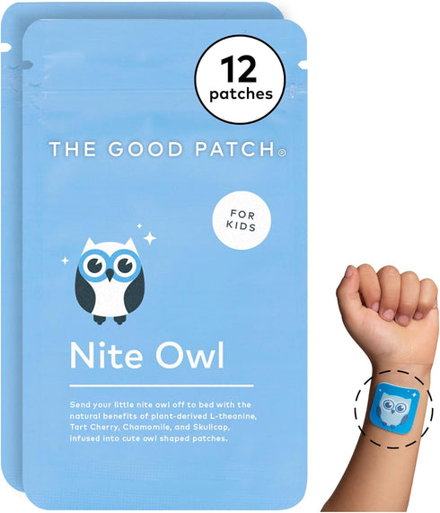 The Good Patch Nite Owl Natural Sleep Patch for Kids, Tart Cherry, Chamomile, Skullcap, 12 Total Patches