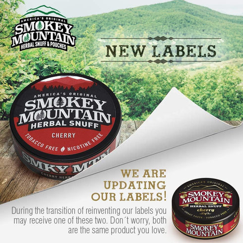 Smokey Mountain Herbal Long Cut - Cherry - 1 Can, Tobacco Free and Nicotine Free Snuff