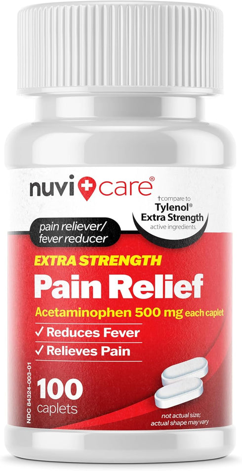 Extra Strength Pain Relief Acetaminophen, 500mg, 100 Tablets