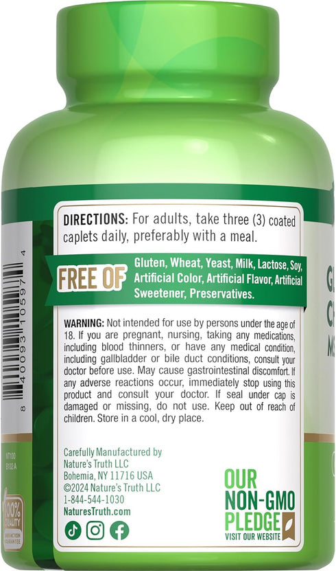 Nature's Truth Glucosamine Chondroitin MSM Complex | 90 Caplets | Double Strength Supplement | Non-GMO & Gluten Free