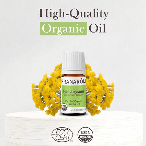 Pranarom USDA Organic Helichrysum Essential Oil (2ml), 100% Pure for Skincare, Aromatherapy & Wellness