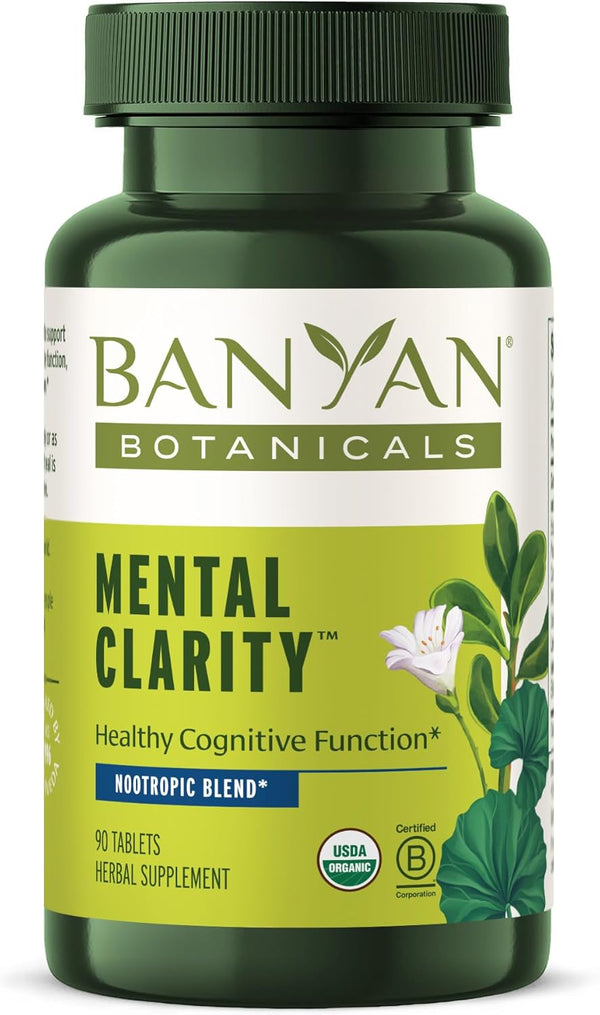 Banyan Botanicals Mental Clarity, Organic Supplement with Gotu Kola & Bacopa, 90 Tablets